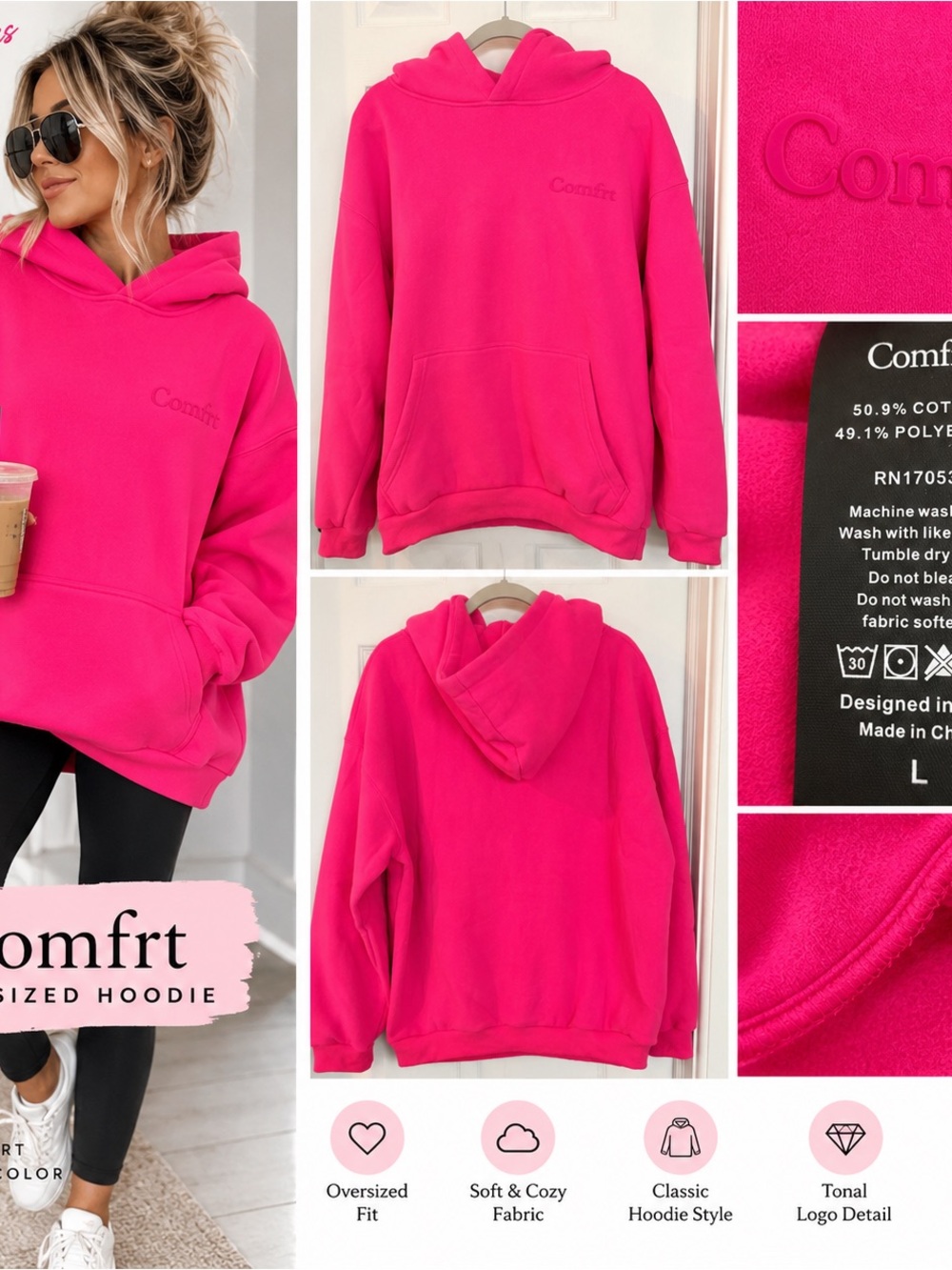 Cozy Pink Hoodie & Sweatpant Set - Women's Loungewear